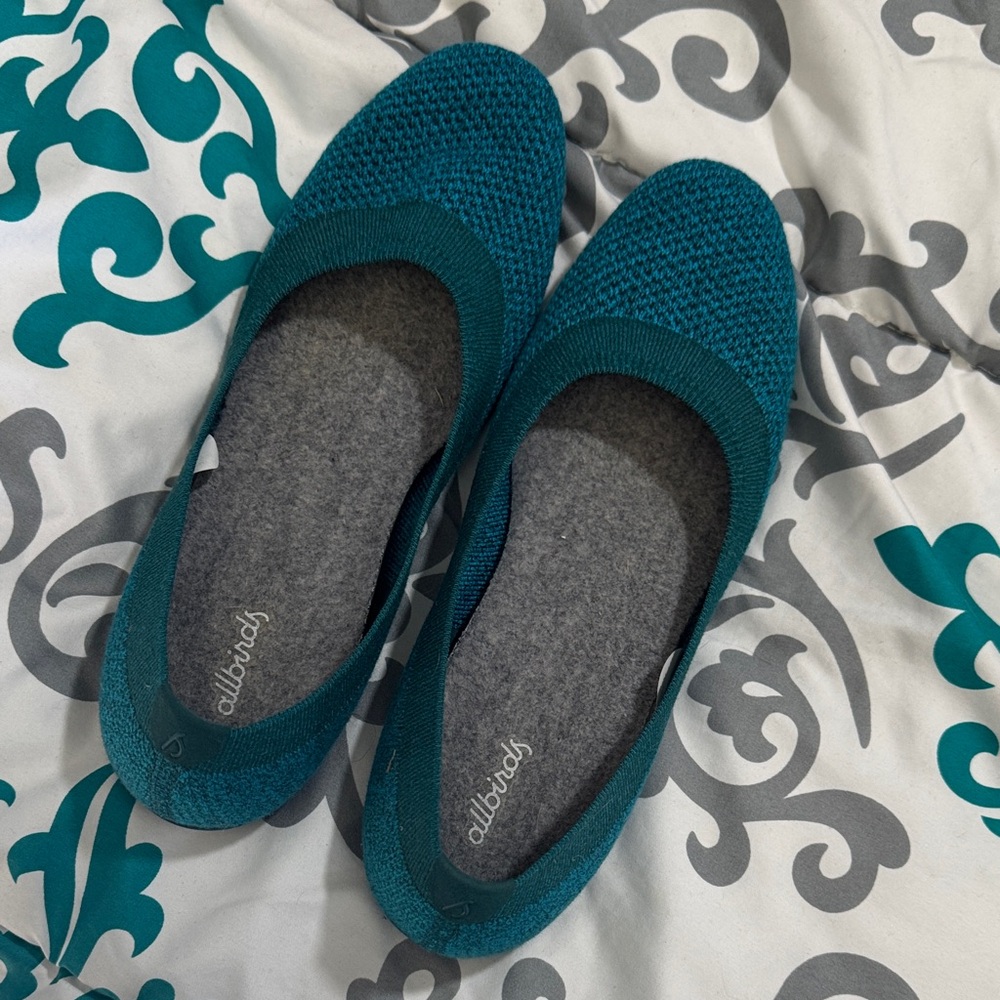 Allbirds Women's Teal Knit Tree Breezer Ballet Flats